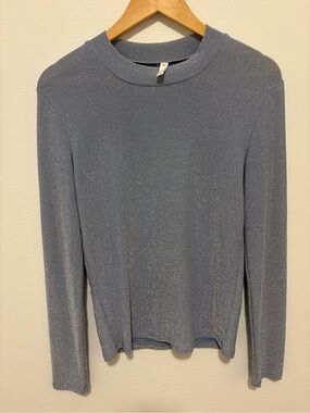 Wishlist Metallic Light Blue Long Sleeve Top